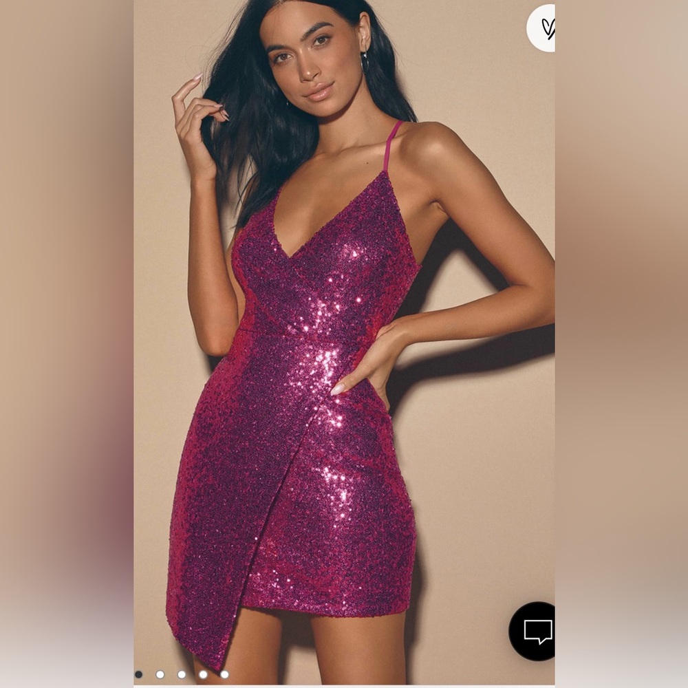 Hilaria Fuschia Sequin Bodycon Mini Dress